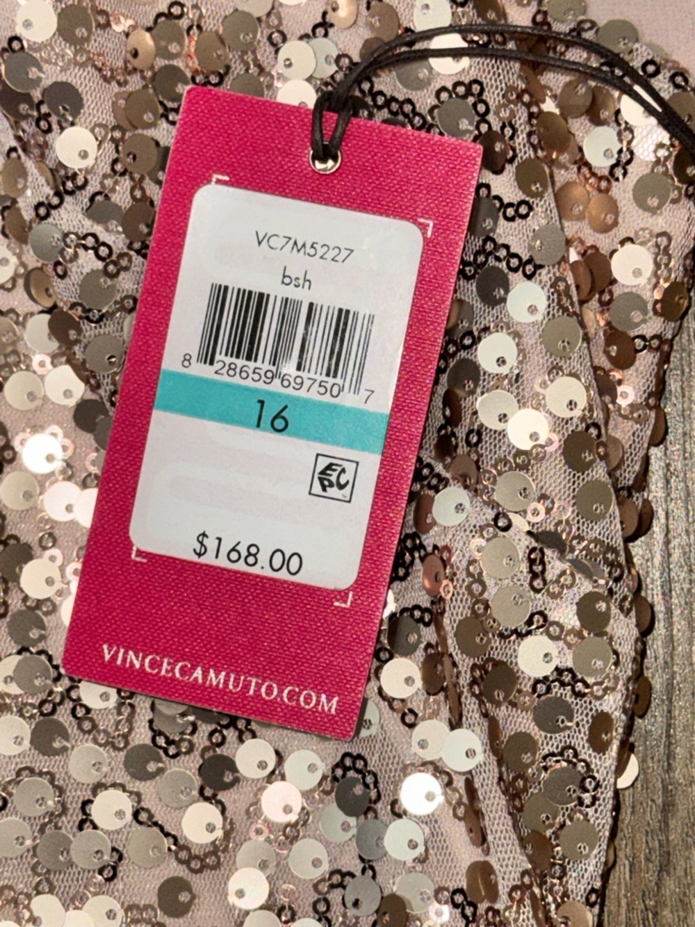 Vince Camuto Women's Rose Gold Sequin Sleeveless Shift Dress, Size 16 - Picture 10 of 10